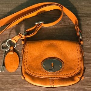 Fossil Small Flap Orange Crossbody Bag